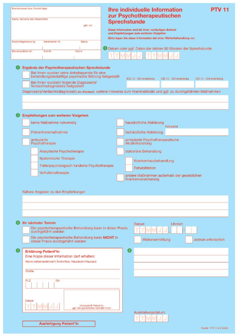 Ein Vorschaubild des Formulars PTV 11 verlinkt mit dem PDF zur Ausfüllhilfe